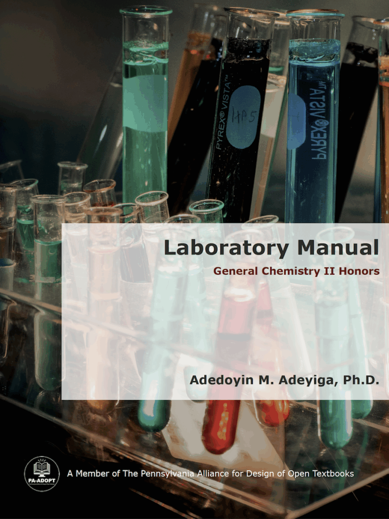 Cover of Adedoyin Adeyiga's lab manual: General Chemistry II Honors